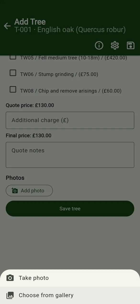 Take photo or Choose from gallery.