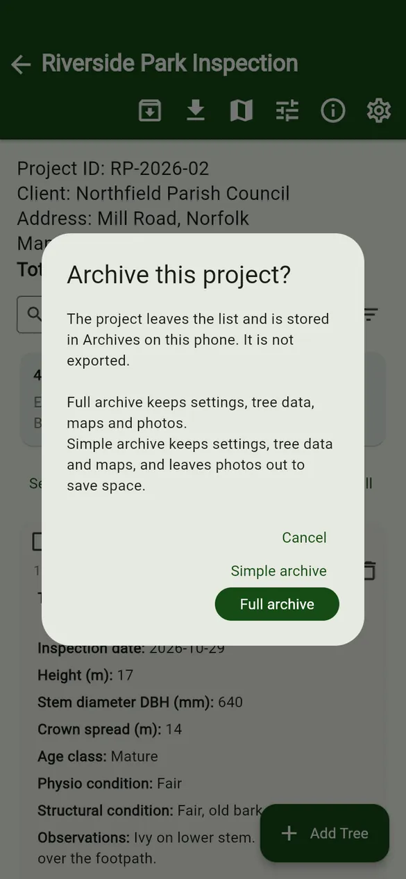 Choose Simple or Full archive.