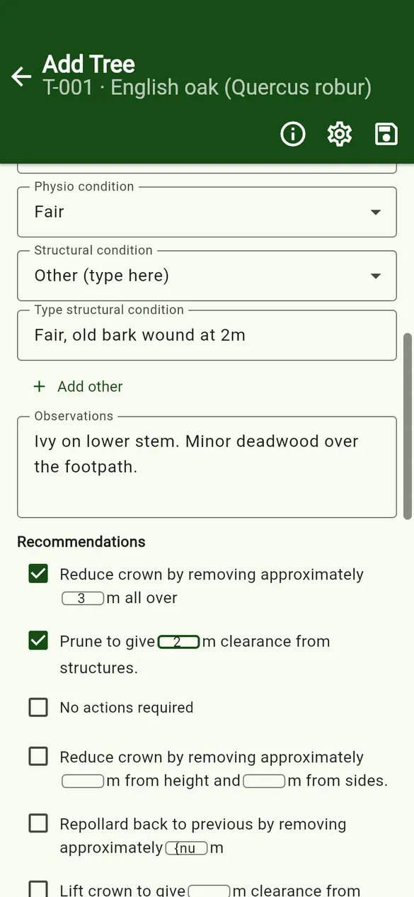 Ticked checklist items with number boxes filled in.