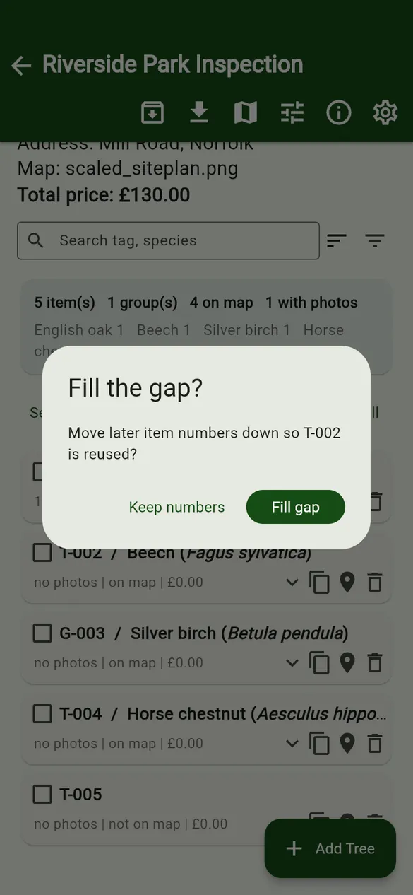 Fill the gap? Choose Keep numbers or Fill gap.