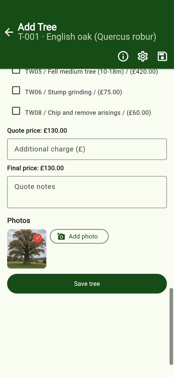 A thumbnail on the tree form.