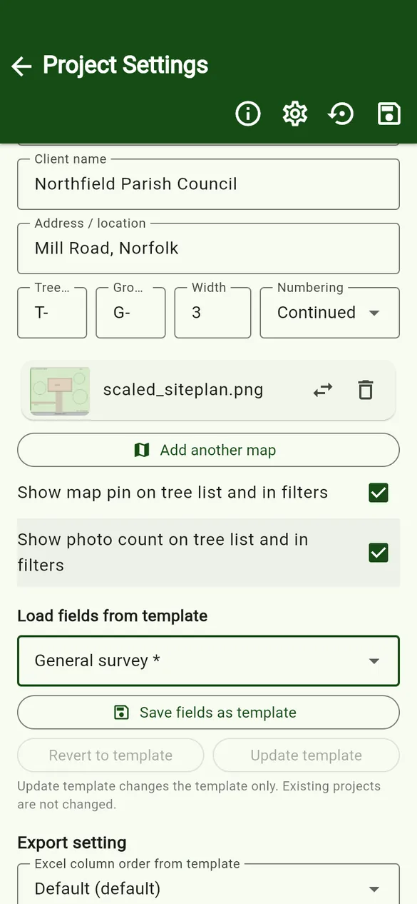 Project info and ID format.
