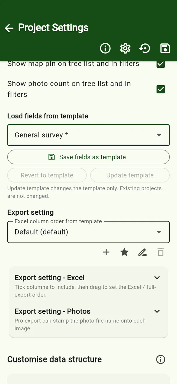 Map, list options and templates.