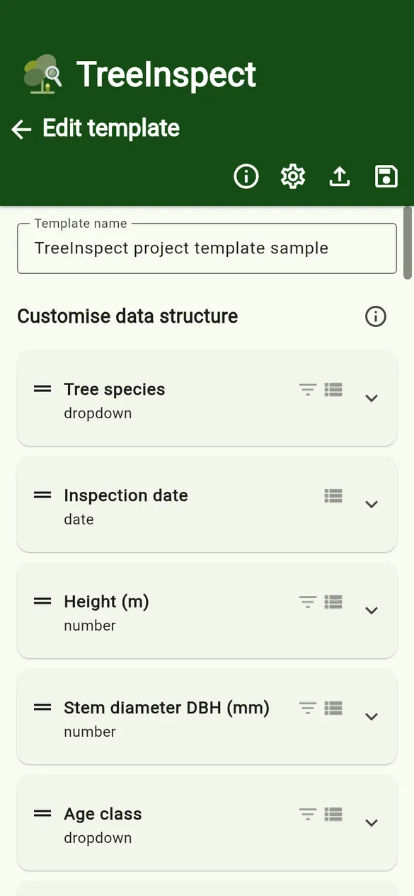 Editing a template’s data structure.