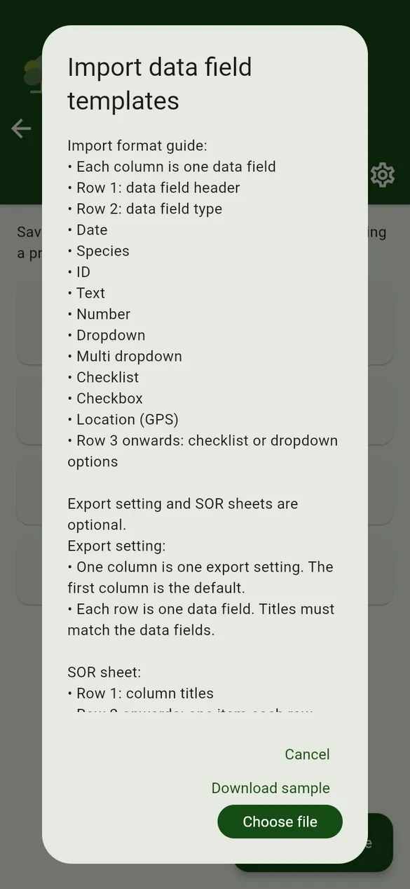 Import format guide.