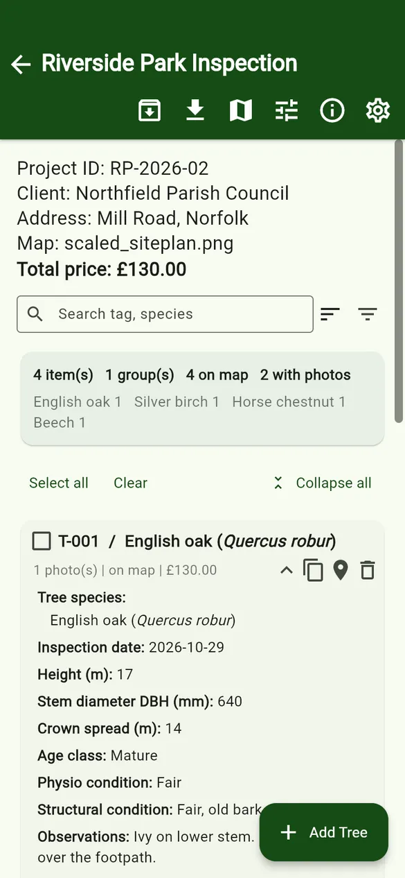 Expand all shows the key field values under each tree.